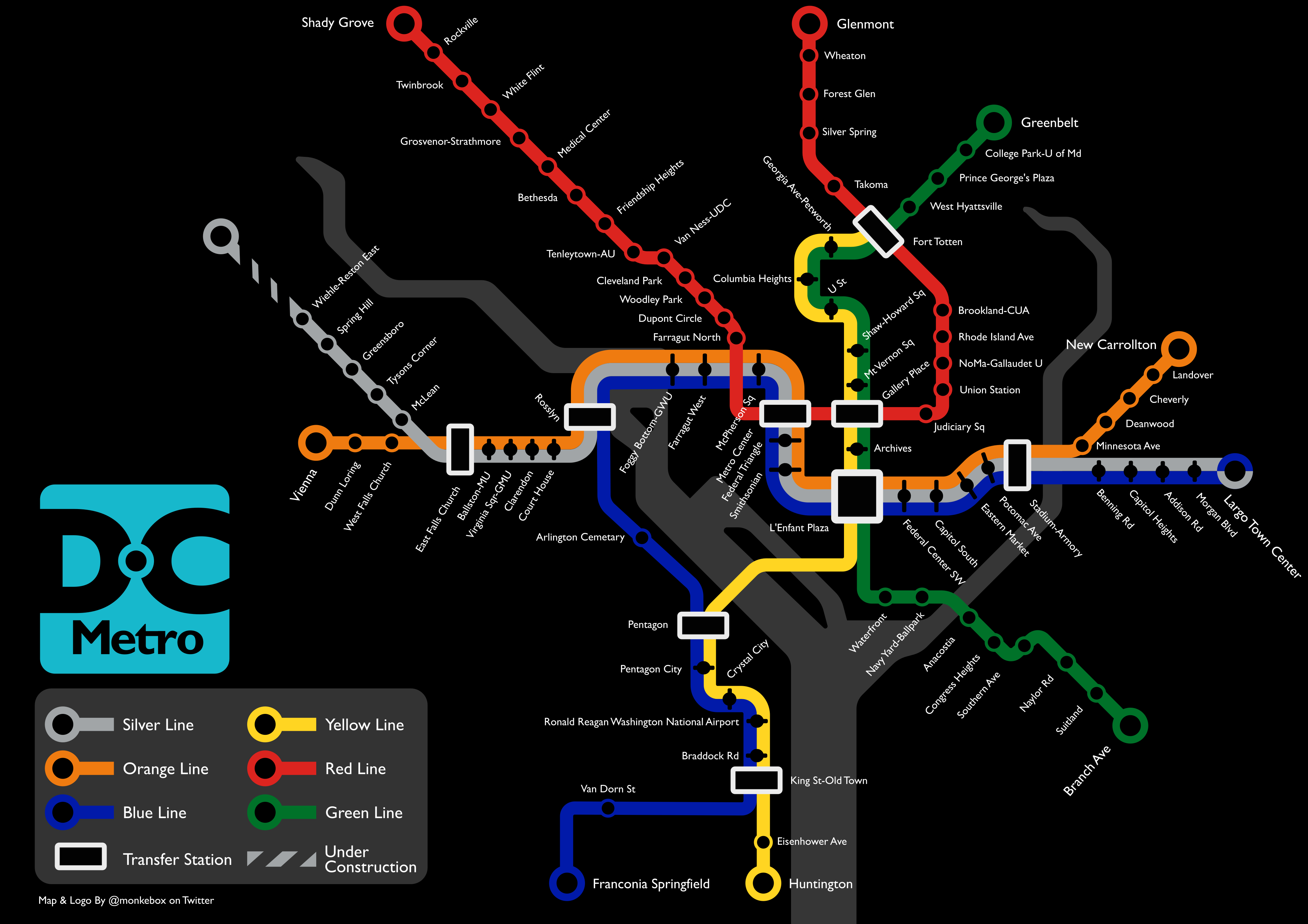 Train map for Washington DC